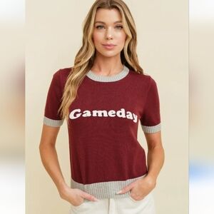 Cloud Ten Gameday Maroon & Gray Short Sleeve Lightweight Sweater Top